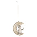 Clayre & Eef Christmas Ornament Set of 2 Rabbit 7x3x8 cm Grey Plastic