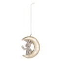 Clayre & Eef Christmas Ornament Set of 2 Rabbit 7x3x8 cm Grey Plastic