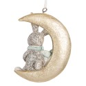 Clayre & Eef Christmas Ornament Set of 2 Rabbit 7x3x8 cm Grey Plastic
