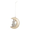 Clayre & Eef Christmas Ornament Set of 2 Rabbit 7x3x8 cm Grey Plastic