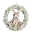 Clayre & Eef Christmas Ornament Rabbit 8x3x8 cm Grey Plastic
