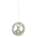 Clayre & Eef Christmas Ornament Rabbit 8x3x8 cm Grey Plastic