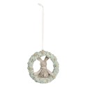 Clayre & Eef Christmas Ornament Rabbit 8x3x8 cm Grey Plastic
