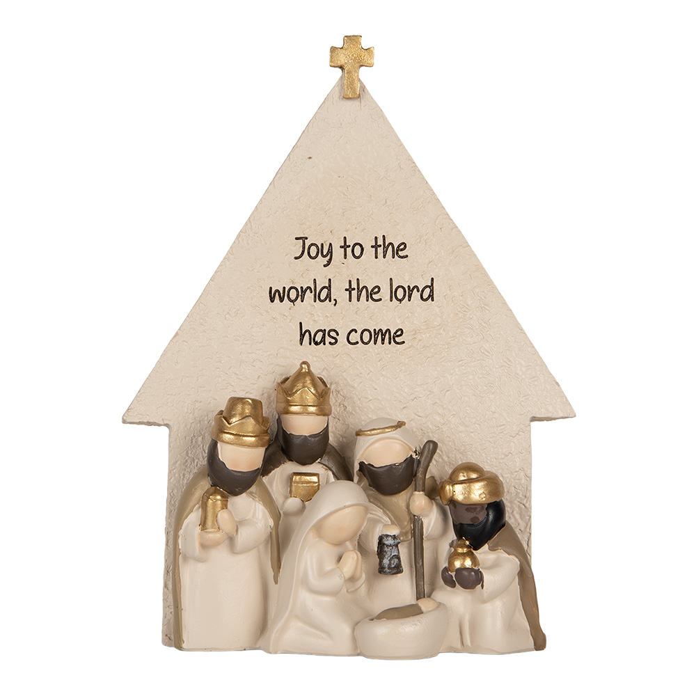 Clayre&Eef Kerstdecoratie Beeld Kerstgroep 16x6x21 cm Beige Kunststof