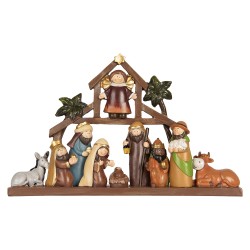 Clayre & Eef Christmas Decoration Figurine Nativity Scene 32x5x20 cm Brown Plastic