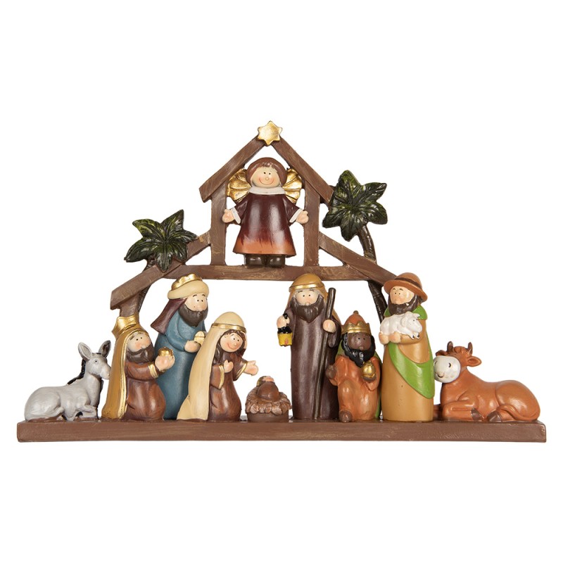 Clayre & Eef Christmas Decoration Figurine Nativity Scene 32x5x20 cm Brown Plastic
