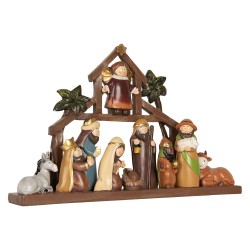 Clayre & Eef Christmas Decoration Figurine Nativity Scene 32x5x20 cm Brown Plastic