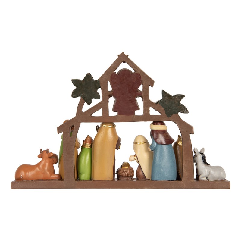 Clayre & Eef Christmas Decoration Figurine Nativity Scene 32x5x20 cm Brown Plastic