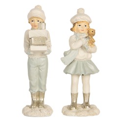 Clayre & Eef Decorative Figurine Children set van 2 White Plastic