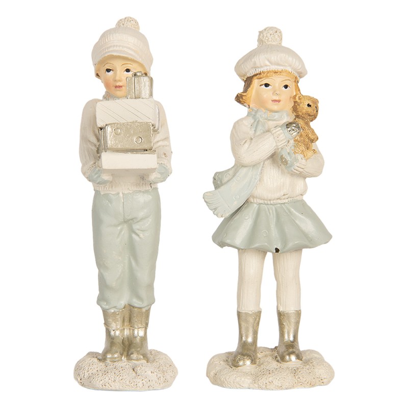 Clayre & Eef Decorative Figurine Children set van 2 White Plastic