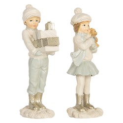 Clayre & Eef Decorative Figurine Children set van 2 White Plastic