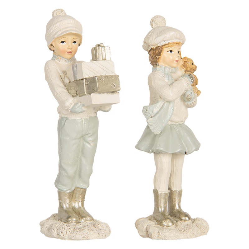 Clayre & Eef Decorative Figurine Children set van 2 White Plastic