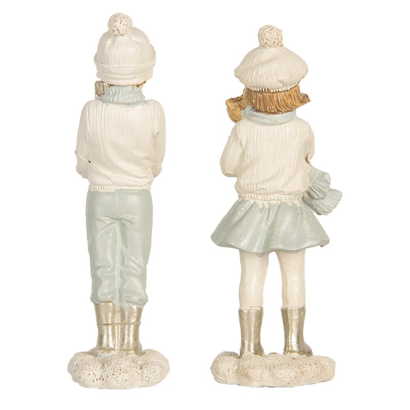 Clayre & Eef Decorative Figurine Children set van 2 White Plastic