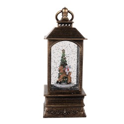 Clayre & Eef Christmas Decoration with LED Lighting and Music 8x8x20 cm Brown Plastic