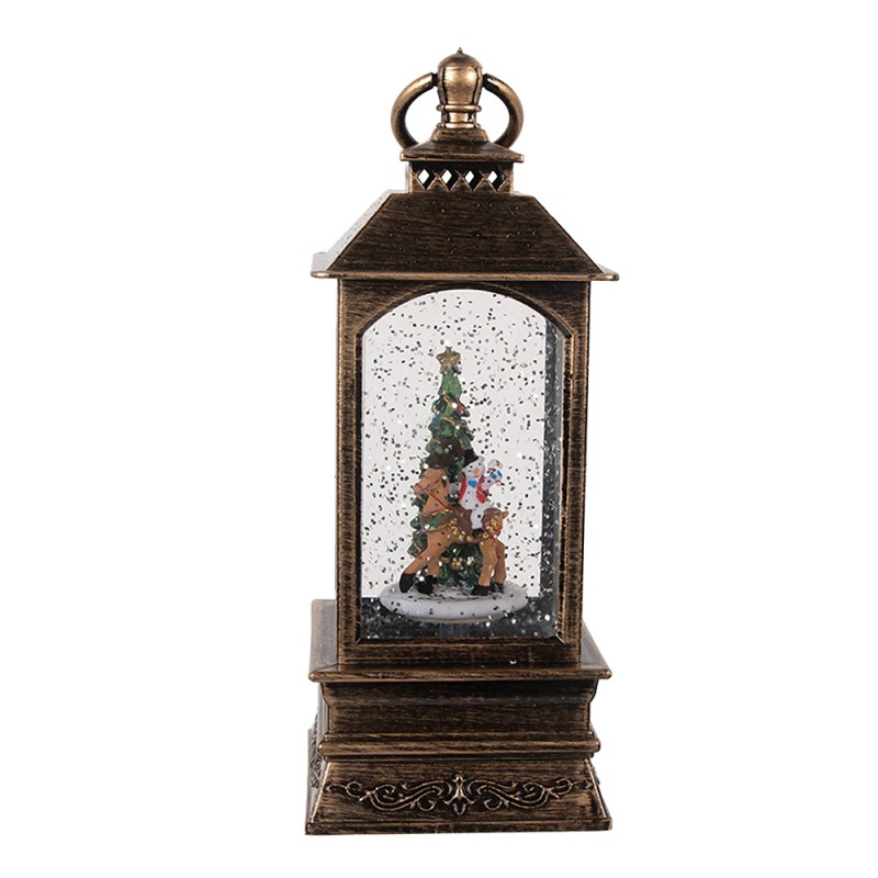 Clayre & Eef Christmas Decoration with LED Lighting and Music 8x8x20 cm Brown Plastic