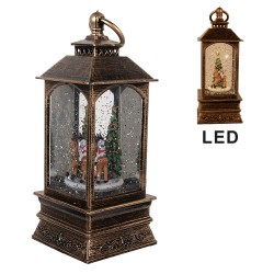 Clayre & Eef Christmas Decoration with LED Lighting and Music 8x8x20 cm Brown Plastic