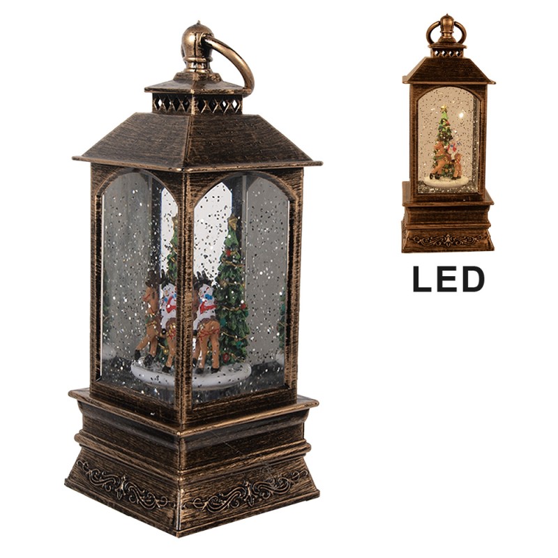 Clayre & Eef Christmas Decoration with LED Lighting and Music 8x8x20 cm Brown Plastic
