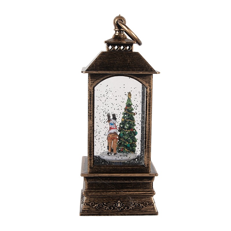 Clayre & Eef Christmas Decoration with LED Lighting and Music 8x8x20 cm Brown Plastic