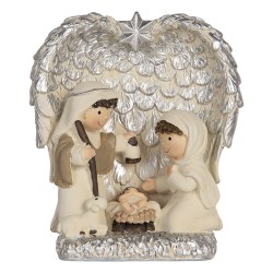 Clayre & Eef Christmas Decoration Figurine Nativity Scene 12x6x13 cm Silver colored Plastic