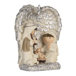 Clayre & Eef Christmas Decoration Figurine Nativity Scene 12x6x13 cm Silver colored Plastic