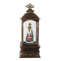 Clayre & Eef Christmas Decoration with LED Lighting and Music 8x8x20 cm Brown Plastic