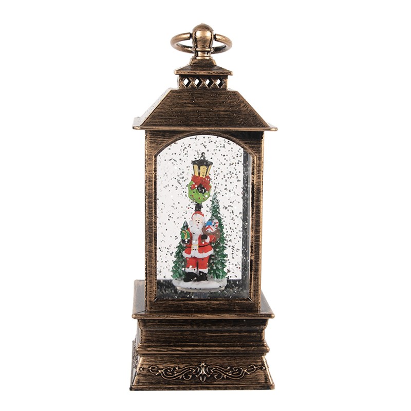 Clayre & Eef Christmas Decoration with LED Lighting and Music 8x8x20 cm Brown Plastic