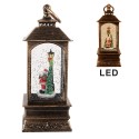Clayre & Eef Christmas Decoration with LED Lighting and Music 8x8x20 cm Brown Plastic
