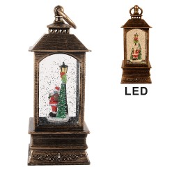 Clayre & Eef Christmas Decoration with LED Lighting and Music 8x8x20 cm Brown Plastic