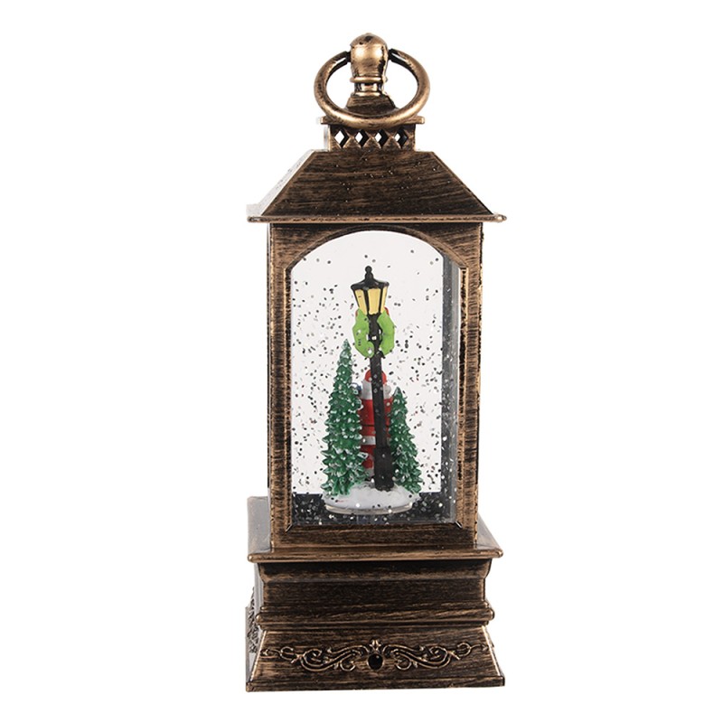 Clayre & Eef Christmas Decoration with LED Lighting and Music 8x8x20 cm Brown Plastic