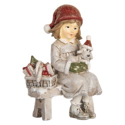 Clayre & Eef Decorative Figurine Child 7x5x10 cm Grey Plastic