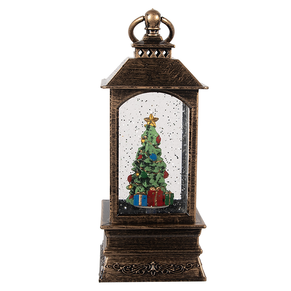 Clayre&Eef Kerstdecoratie met LED-verlichting en muziek 8x8x20 cm Bruin Kunststof afbeelding