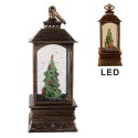 Clayre & Eef Christmas Decoration with LED Lighting and Music 8x8x20 cm Brown Plastic