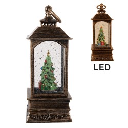 Clayre & Eef Christmas Decoration with LED Lighting and Music 8x8x20 cm Brown Plastic
