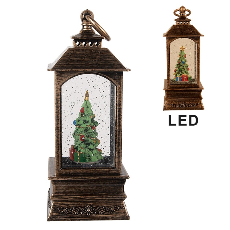 Clayre & Eef Christmas Decoration with LED Lighting and Music 8x8x20 cm Brown Plastic