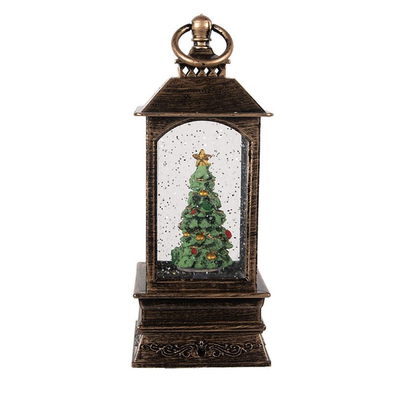 Clayre & Eef Christmas Decoration with LED Lighting and Music 8x8x20 cm Brown Plastic