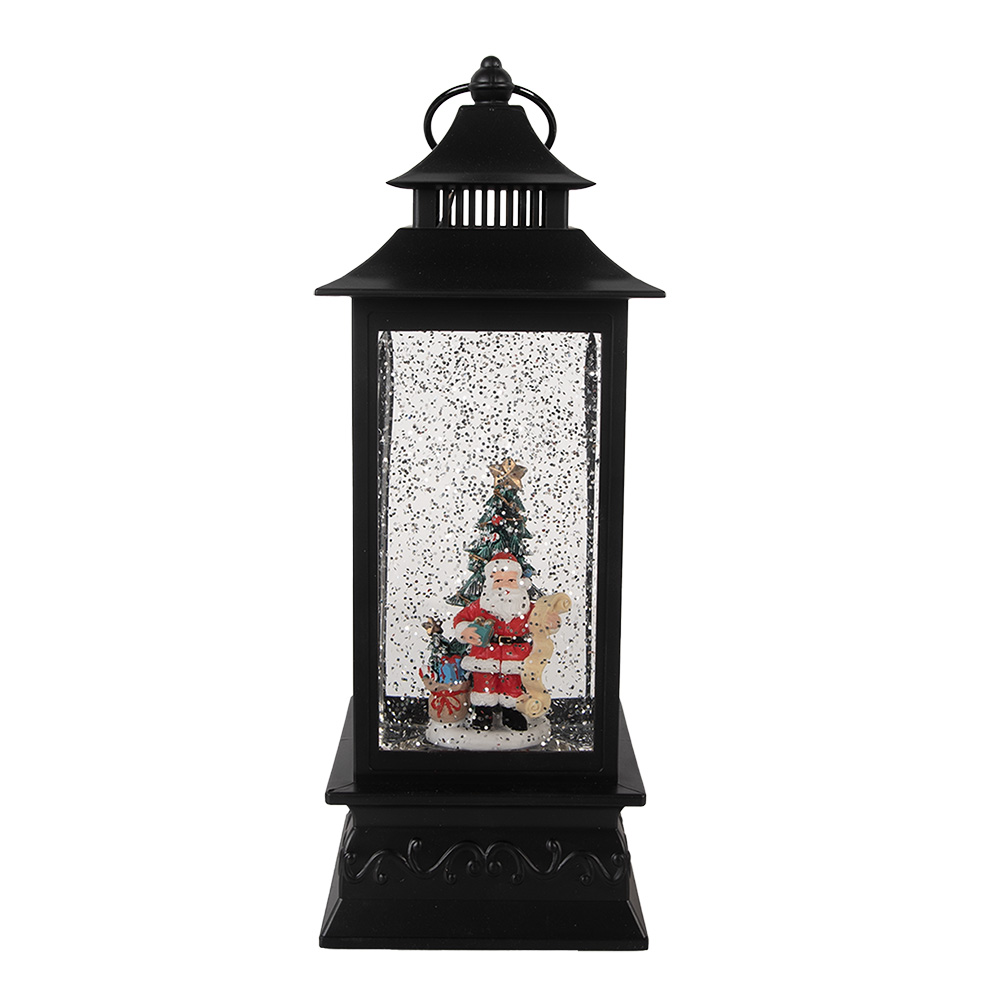 Clayre&Eef Kerstdecoratie met LED-verlichting en muziek 10x10x28 cm Zwart Kunststof