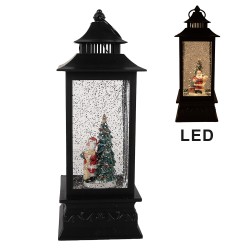 Clayre & Eef Christmas Decoration with LED Lighting and Music 10x10x28 cm Black Plastic