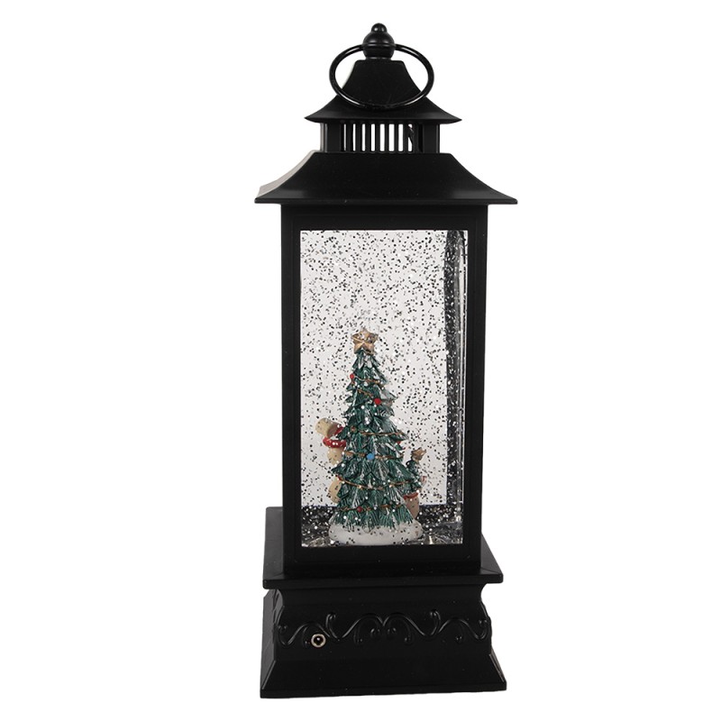 Clayre & Eef Christmas Decoration with LED Lighting and Music 10x10x28 cm Black Plastic