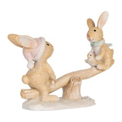 Clayre & Eef Decorative Figurine Rabbit 16x6x11 cm Brown Plastic