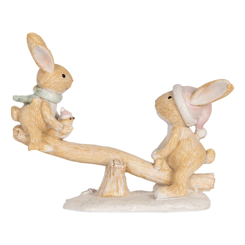Clayre & Eef Decorative Figurine Rabbit 16x6x11 cm Brown Plastic