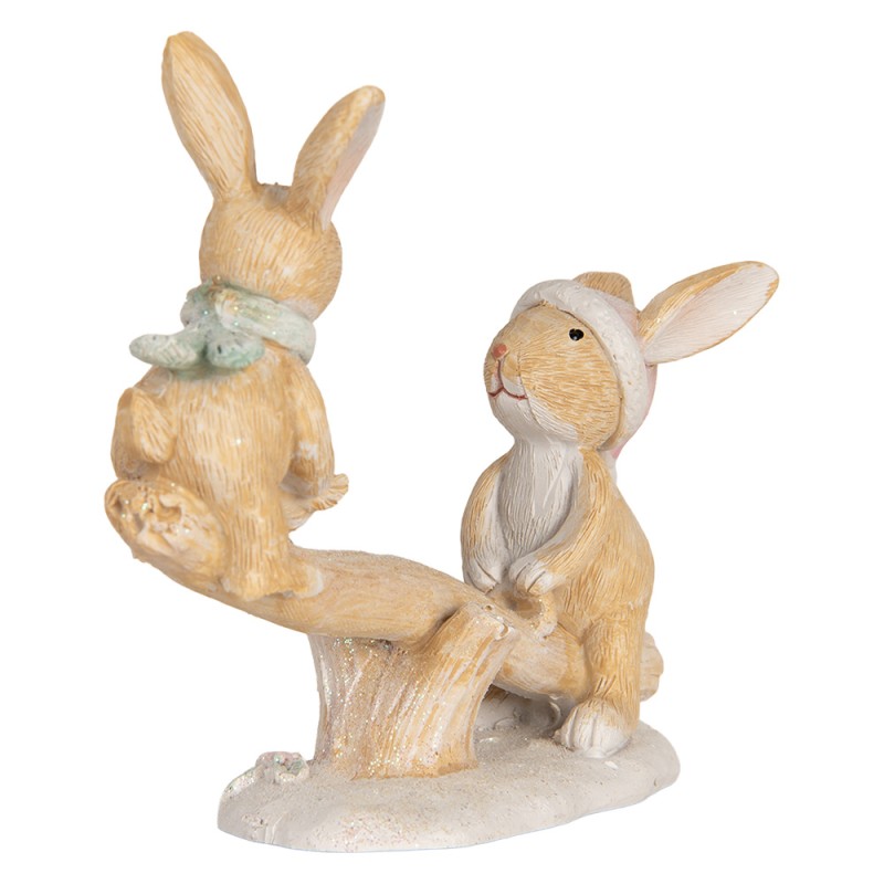 Clayre & Eef Decorative Figurine Rabbit 16x6x11 cm Brown Plastic