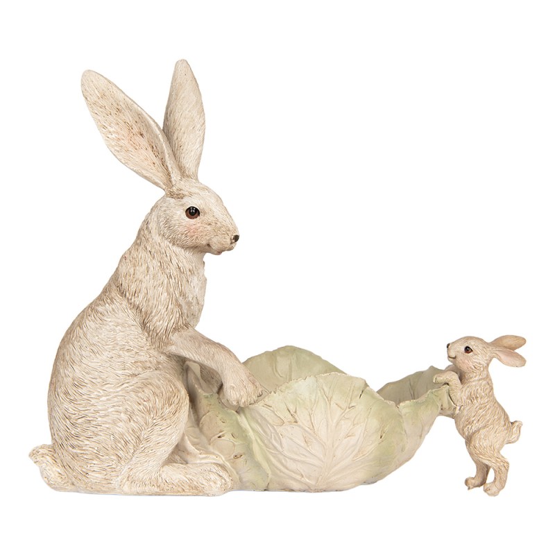 Clayre & Eef Decorative Figurine Rabbit 29x14x26 cm Beige Plastic