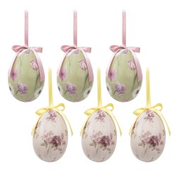 Clayre & Eef Paashanger set van 6 Ei Ø 7x10 cm Meerkleurig Kunststof