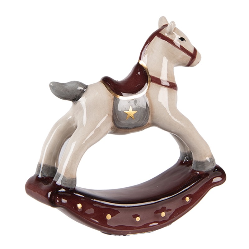 Clayre & Eef Figur Schaukelpferd 10x3x10 cm Beige Keramik