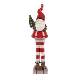 Clayre & Eef Décoration de Noël Image Père Noël 30 cm Rouge Blanc Céramique