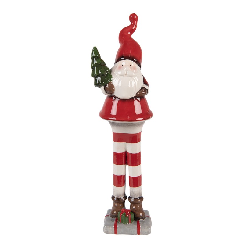 Clayre & Eef Décoration de Noël Image Père Noël 30 cm Rouge Blanc Céramique