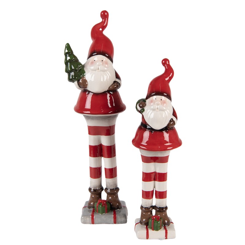 Clayre & Eef Décoration de Noël Image Père Noël 30 cm Rouge Blanc Céramique