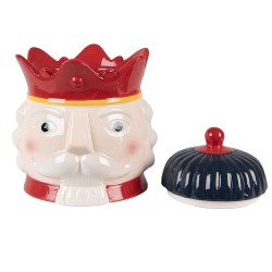 Clayre & Eef Barattolo di stoccaggio Schiaccianoci Ø 16x19 cm Rosso Ceramica