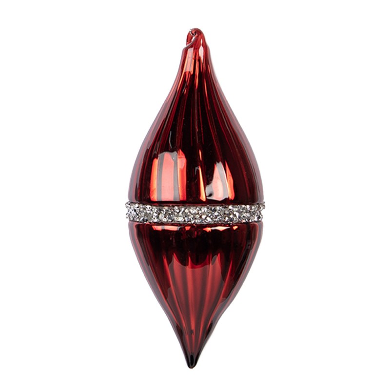 Clayre & Eef Boule de Noël Ø 8x18 cm Rouge Verre