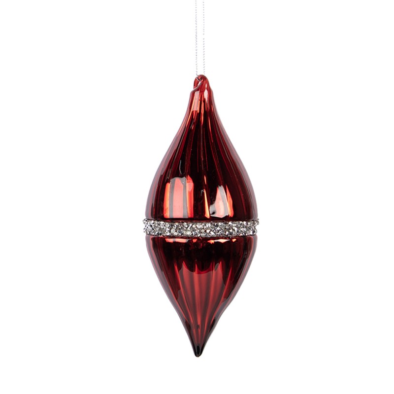 Clayre & Eef Boule de Noël Ø 8x18 cm Rouge Verre